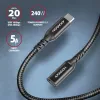Axagon BUCM32-CF10AB SPEED+ USB-C USB 20Gbps verlengkabel 1 m