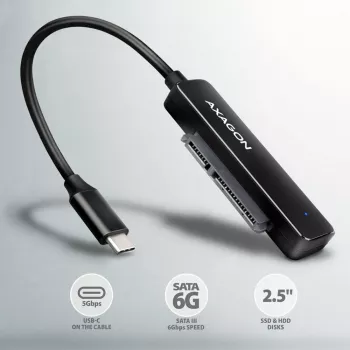 Axagon ADSA-FP2C USB-C 5Gbps - SATA 6G, 2.5 SSD/HDD SLIM adapter - adapter - digitale/data-interfacekaarten/adapters
