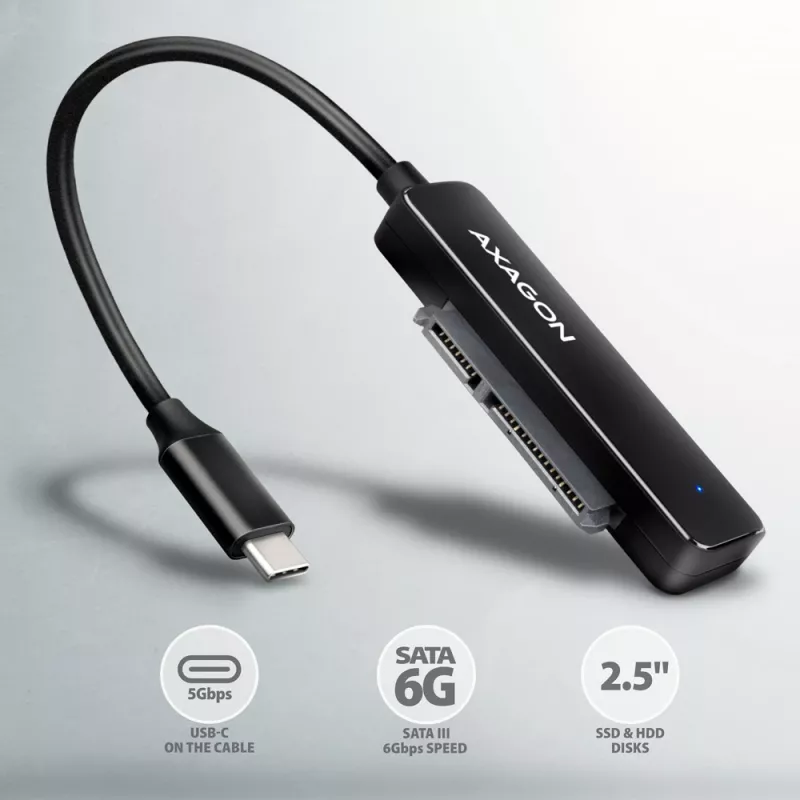 Axagon ADSA-FP2C USB-C 5Gbps - SATA 6G, 2.5 SSD/HDD SLIM adapter - adapter - digitale/data-interfacekaarten/adapters