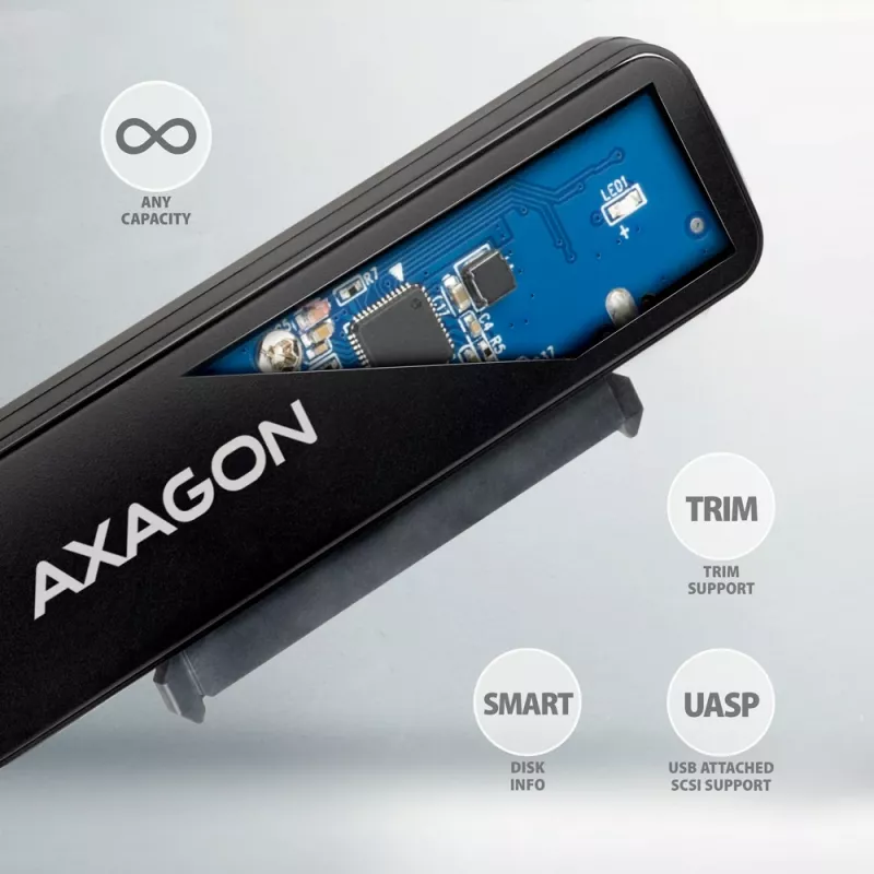 Axagon ADSA-FP2C USB-C 5Gbps - SATA 6G, 2.5 SSD/HDD SLIM adapter - adapter - digitale/data-interfacekaarten/adapters