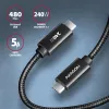 Axagon BUCM2-CM10AB data- en oplaadkabel USB 480Mbps 1 m, PD 240W, 5A, zwart gevlochten