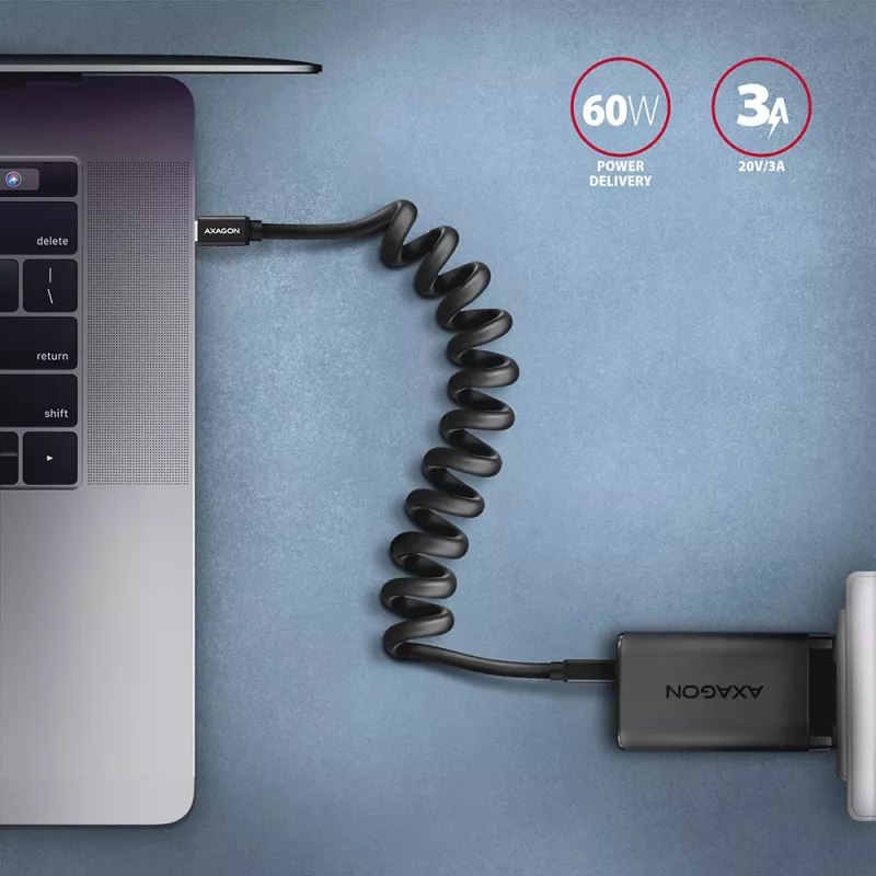USB-kabel Axagon BUCM-CM20TB 1,1m PD 60W 3A zwart