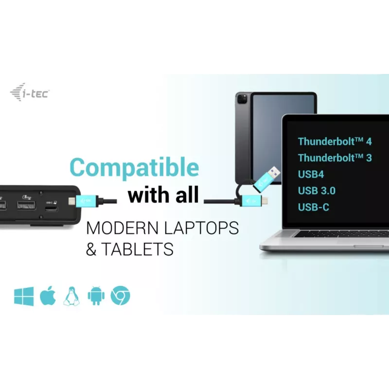 i-tec USB 3.0 / USB-C / Thunderbolt 3 dual display dockingstation Gen2 + Power Delivery 100W