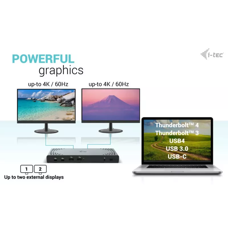 i-tec USB 3.0 / USB-C / Thunderbolt 3 dual display dockingstation Gen2 + Power Delivery 100W