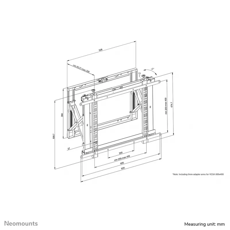 Neomounts WL95-800BL1 Videowall-wandbeugel 42-70 inch - Pop-out - max. 35 kg