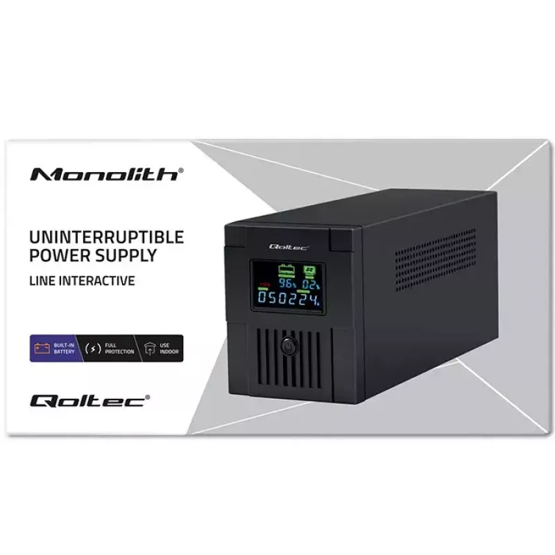 Uninterruptible Power Supply Qoltec 53771 2 kVA 1200 W 2 AC-uitgangen