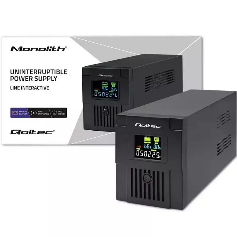 Uninterruptible Power Supply Qoltec 53771 2 kVA 1200 W 2 AC-uitgangen