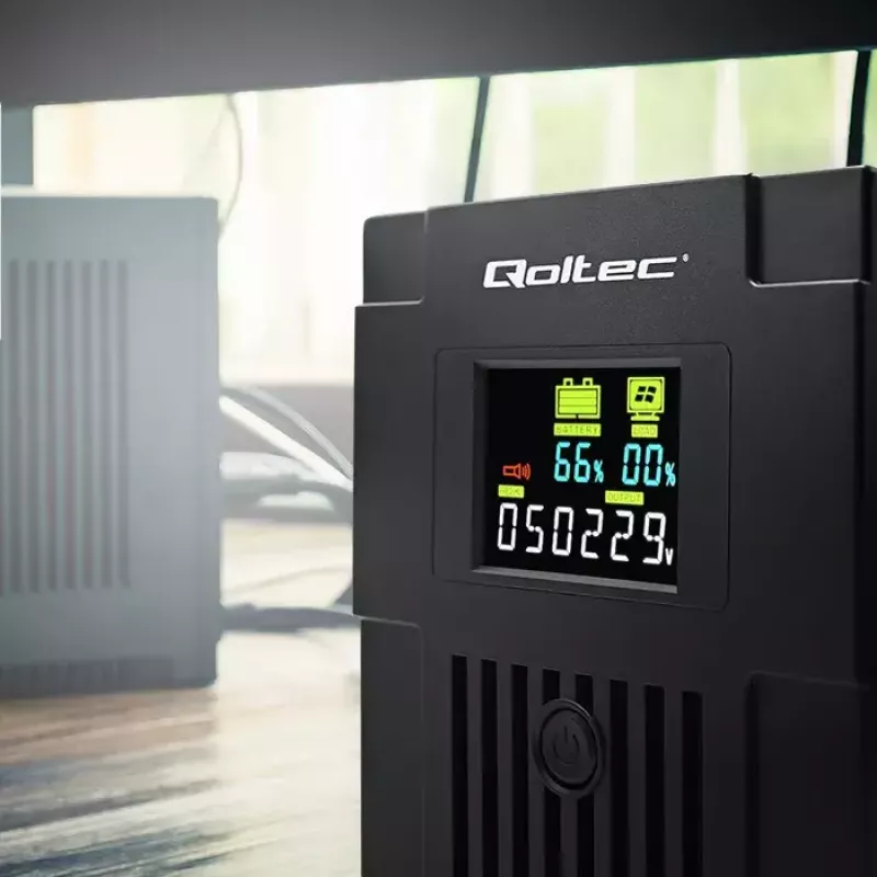 Uninterruptible Power Supply Qoltec 53771 2 kVA 1200 W 2 AC-uitgangen
