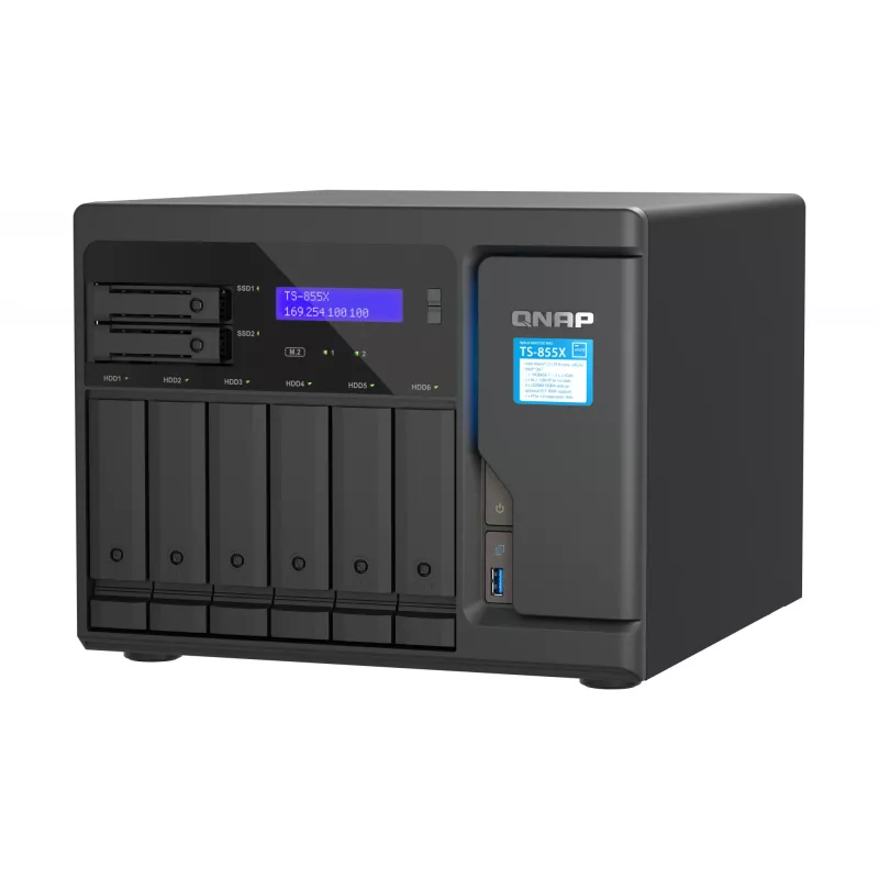 QNAP TS-855X SAN tower Intel Atom® C5125 8 GB DDR4 0 TB QNAP QTS zwart
