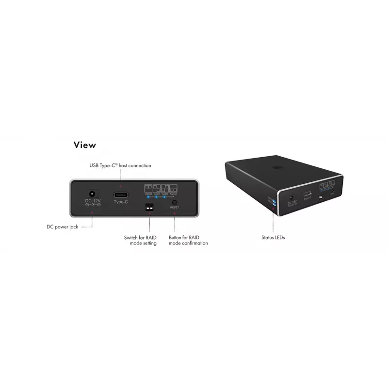 ICY BOX RAID-behuizing voor 2x HDD/SSD USB 3.2 Gen 2 Type-C® / Type-A interface