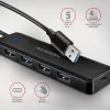 Axagon HUE-C1A 4x USB 5Gbps TRAVEL-hub, USB-C power-ingang, 19 cm USB-A-kabel