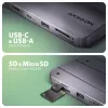 Axagon HMC-6GM2 USB 10Gbps hub USB-A USB-C HDMI M.2 SD/mSD PD 100W USB-C bekabeld USB 3.2 Gen 2 (3.1 Gen 2) Type-C Grijs