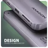 Axagon HMC-6GM2 USB 10Gbps hub USB-A USB-C HDMI M.2 SD/mSD PD 100W USB-C bekabeld USB 3.2 Gen 2 (3.1 Gen 2) Type-C Grijs