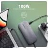 Axagon HMC-6GM2 USB 10Gbps hub USB-A USB-C HDMI M.2 SD/mSD PD 100W USB-C bekabeld USB 3.2 Gen 2 (3.1 Gen 2) Type-C Grijs