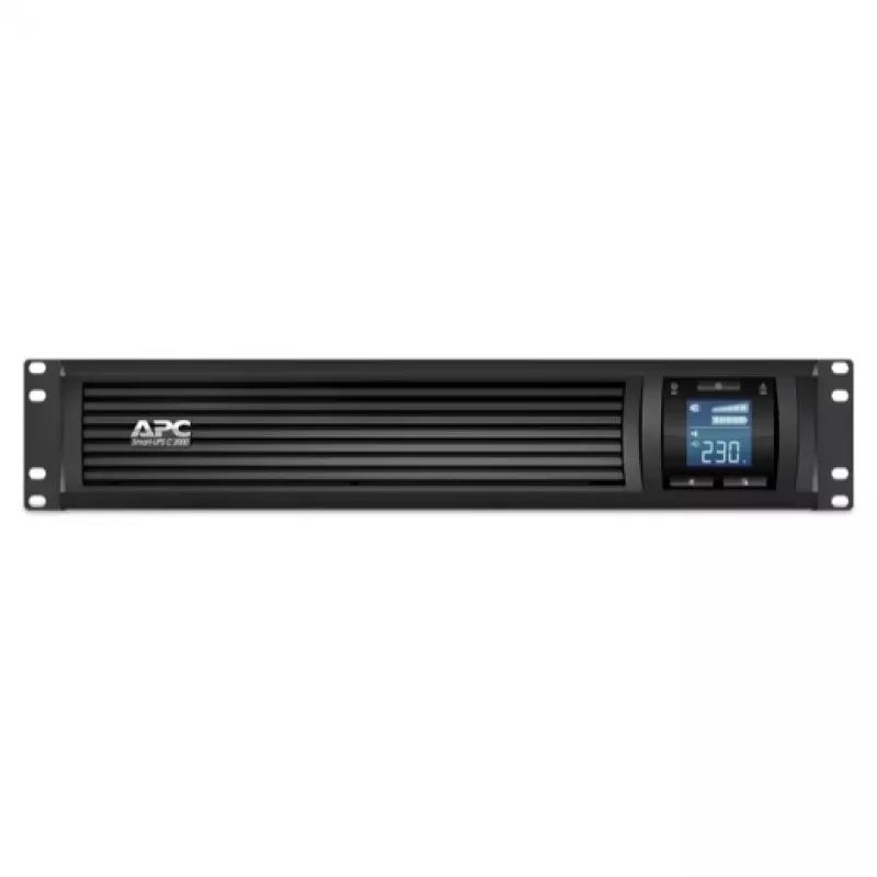 APC Smart-UPS C, Line-Interactive, 2000VA, Rackmount 2U, 230V, 6x IEC C13-stopcontacten, USB- en seriële communicatie, AVR, grafisch LCD
