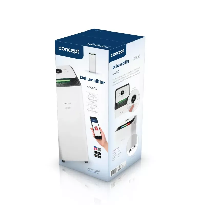 Luchtontvochtiger Concept Solution OV2220 — 3,5 l tank, 2 snelheden, 320 W, 45 dB, wit