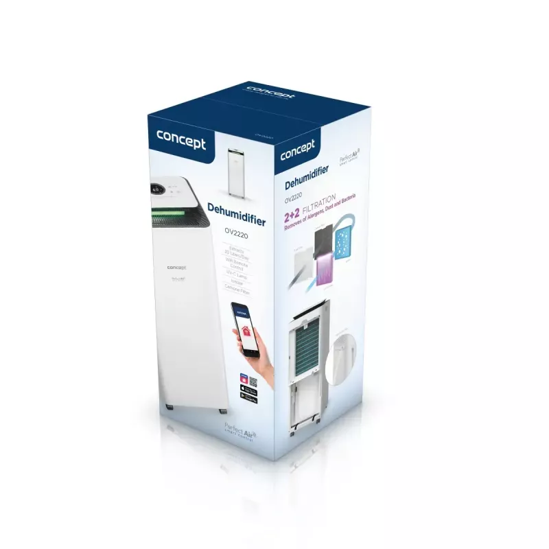 Luchtontvochtiger Concept Solution OV2220 — 3,5 l tank, 2 snelheden, 320 W, 45 dB, wit