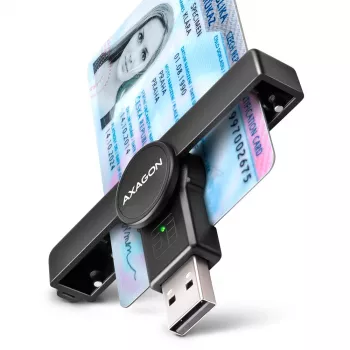 Axagon CRE-SMPA USB-A smart / ID card PocketReader, USB 2.0, zwart, 13 g