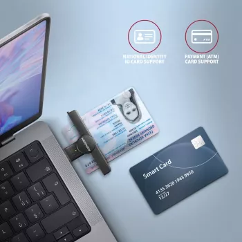 Axagon CRE-SMPA USB-A smart / ID card PocketReader, USB 2.0, zwart, 13 g