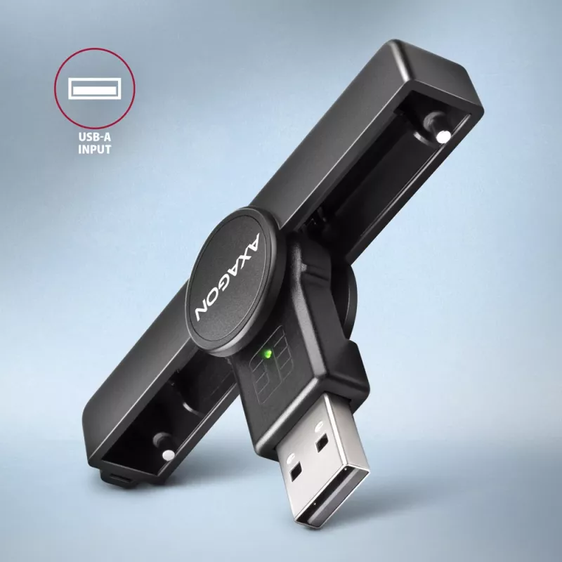 Axagon CRE-SMPA USB-A smart / ID card PocketReader, USB 2.0, zwart, 13 g