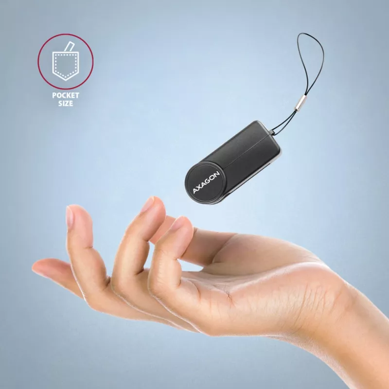 Axagon CRE-SMPA USB-A smart / ID card PocketReader, USB 2.0, zwart, 13 g