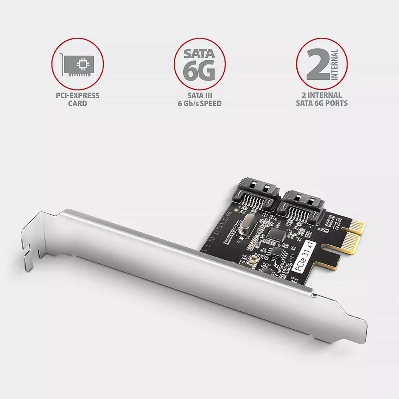 Interne SATA-adapter Axagon PCES-SJ2 PCIe 2 Gbit/s zwart