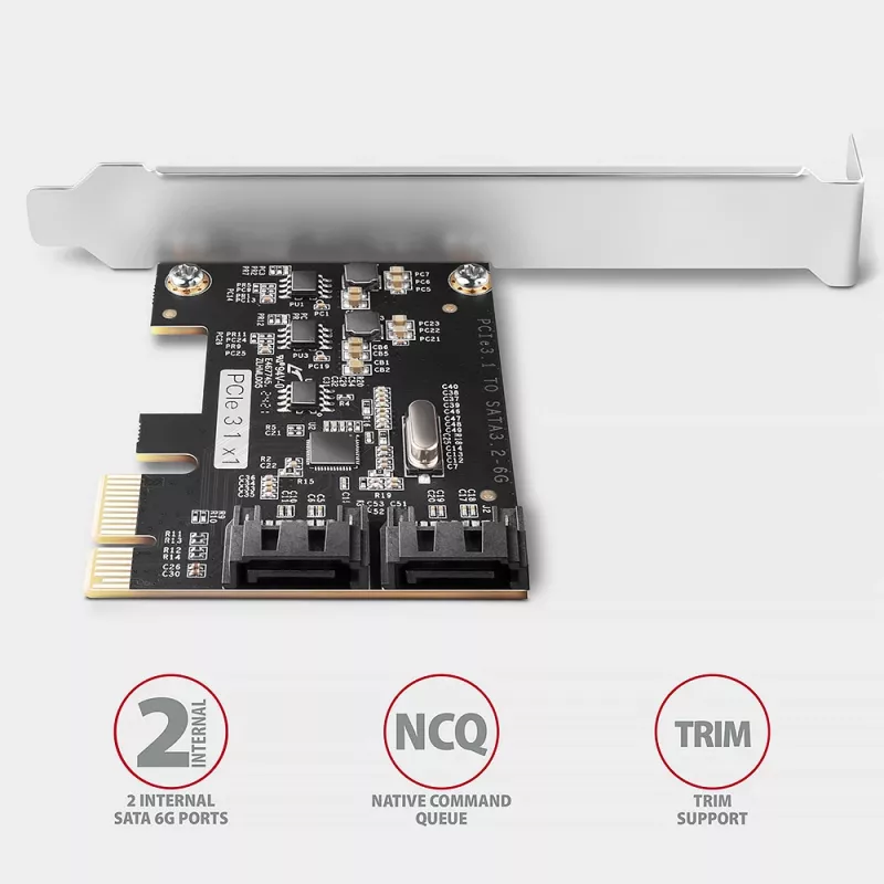 Interne SATA-adapter Axagon PCES-SJ2 PCIe 2 Gbit/s zwart