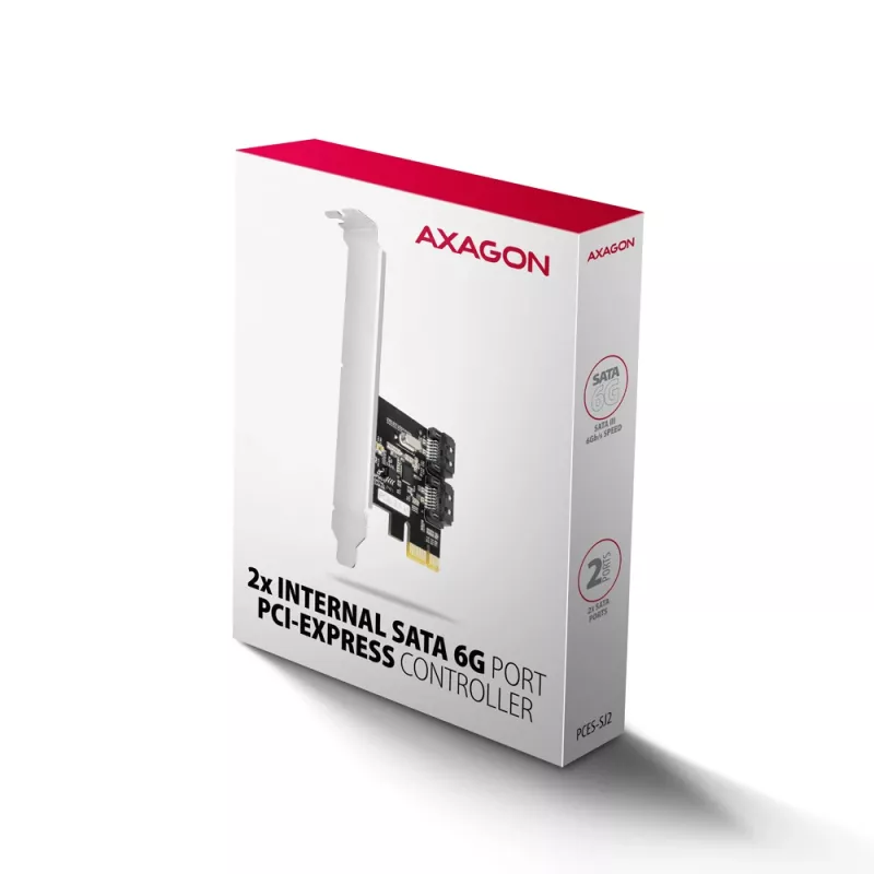 Interne SATA-adapter Axagon PCES-SJ2 PCIe 2 Gbit/s zwart