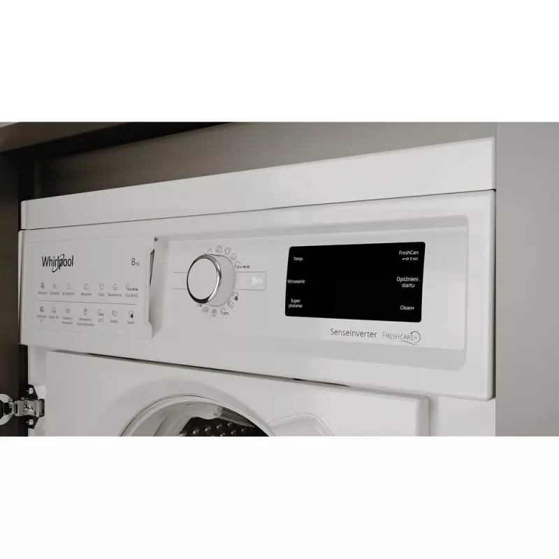 Whirlpool BI WMWG 81485 PL inbouwwasmachine, voorlader, 8 kg, 14 programma's, energieklasse B, wit