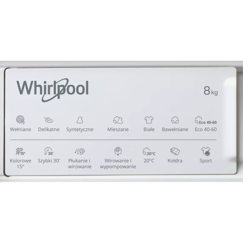 Whirlpool BI WMWG 81485 PL inbouwwasmachine, voorlader, 8 kg, 14 programma's, energieklasse B, wit