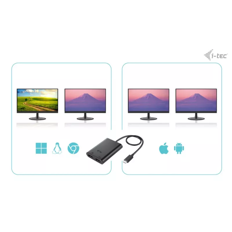 i-tec USB-C Dual 4K/60Hz (Single 8K/30Hz) HDMI-videoadapter