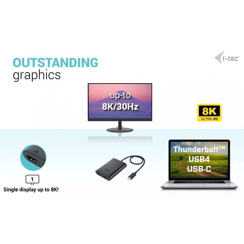 i-tec USB-C Dual 4K/60Hz (Single 8K/30Hz) HDMI-videoadapter