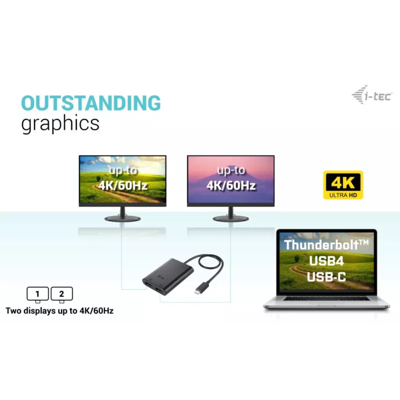 i-tec USB-C Dual 4K/60Hz (Single 8K/30Hz) HDMI-videoadapter