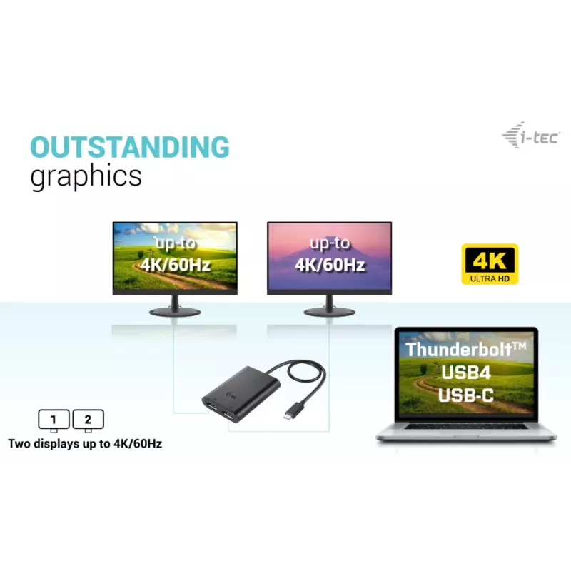 i-tec USB-C Dual 4K DisplayPort videoadapter
