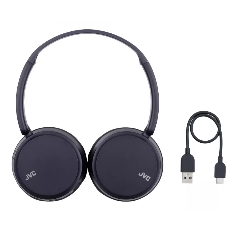 JVC HA-S36W-A-U draadloze hoofdtelefoon, Bluetooth, multipoint, 35 uur speeltijd, ingebouwde microfoon, USB-C, blauw