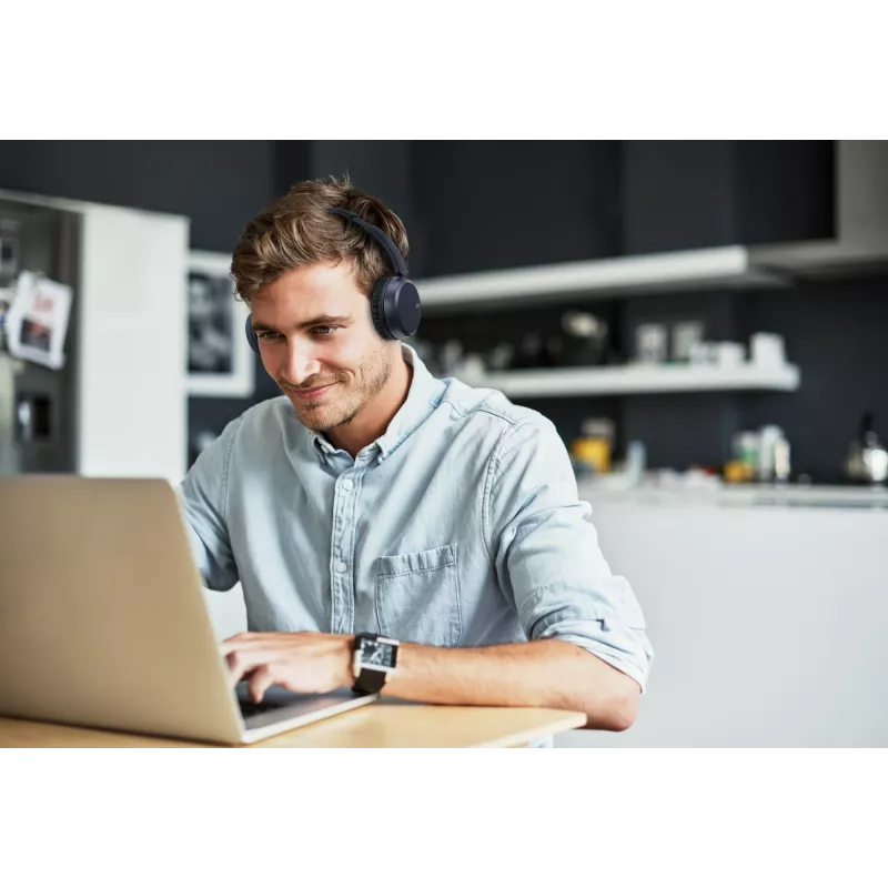 JVC HA-S36W-A-U draadloze hoofdtelefoon, Bluetooth, multipoint, 35 uur speeltijd, ingebouwde microfoon, USB-C, blauw