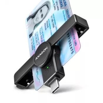 Axagon CRE-SMPC USB-C smartcard-/identiteitskaartlezer PocketReader smartcardlezer binnen USB Type-C zwart