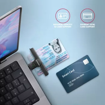 Axagon CRE-SMPC USB-C smartcard-/identiteitskaartlezer PocketReader smartcardlezer binnen USB Type-C zwart