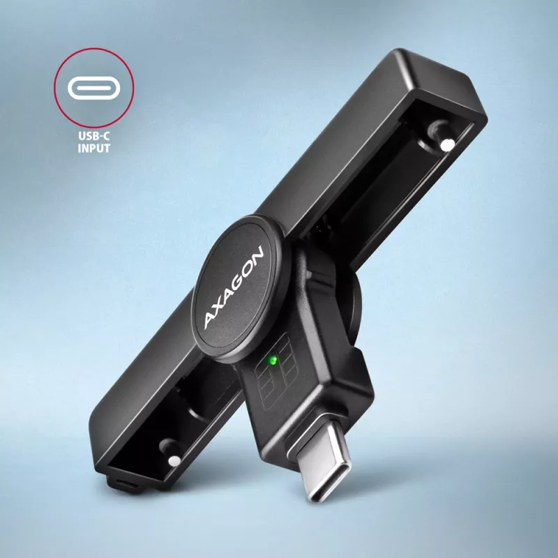 Axagon CRE-SMPC USB-C smartcard-/identiteitskaartlezer PocketReader smartcardlezer binnen USB Type-C zwart