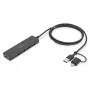 DIGITUS DA-70236 USB 3.0-hub Slim Line, 4 poorten, USB-C-adapter, kabel van 1,2 m