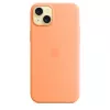 Apple siliconen case met MagSafe voor iPhone 15 Plus sorbet oranje