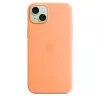 Apple siliconen case met MagSafe voor iPhone 15 Plus sorbet oranje