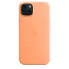Apple siliconen case met MagSafe voor iPhone 15 Plus sorbet oranje