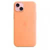 Apple siliconen case met MagSafe voor iPhone 15 Plus sorbet oranje