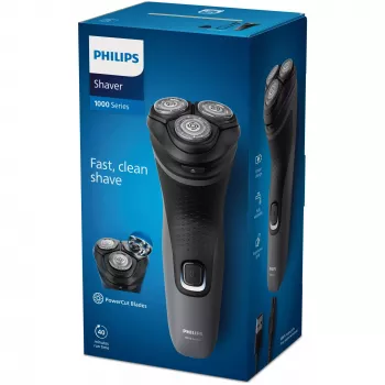 Philips Shaver 1000 Series S1142/00 elektrische scheerapparaat, roterende scheerapparaat, zwart, grijs, PowerCut-messensysteem, SH30, 2 jaar, batterij