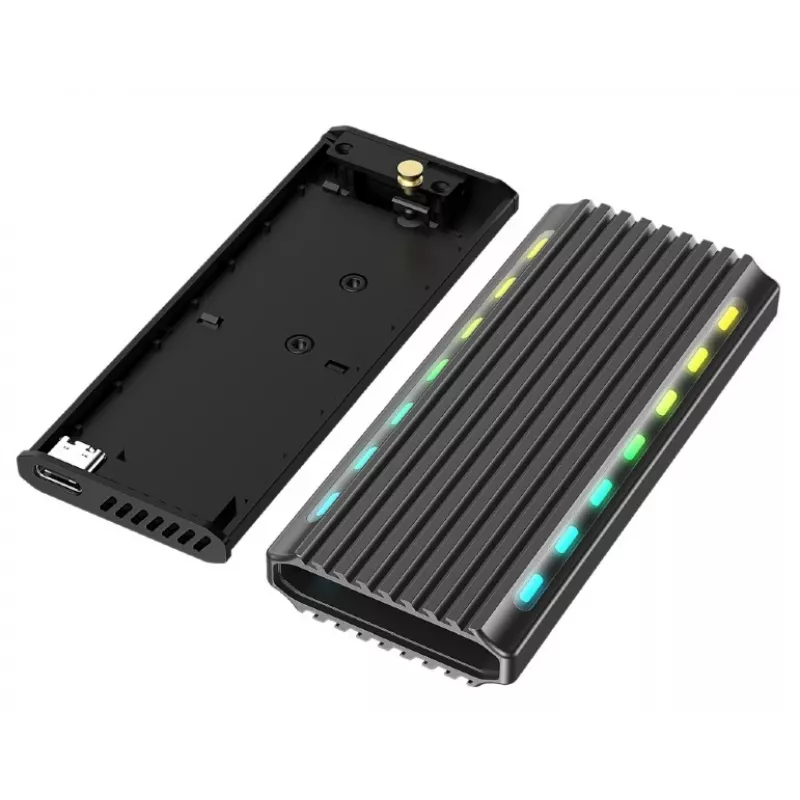 GEMBIRD EE2280-U3C-03 externe behuizing voor M.2 NVMe/SATA-SSD, USB 3.1 Gen 2 (10 Gbit/s), USB Type-C, RGB, aluminium