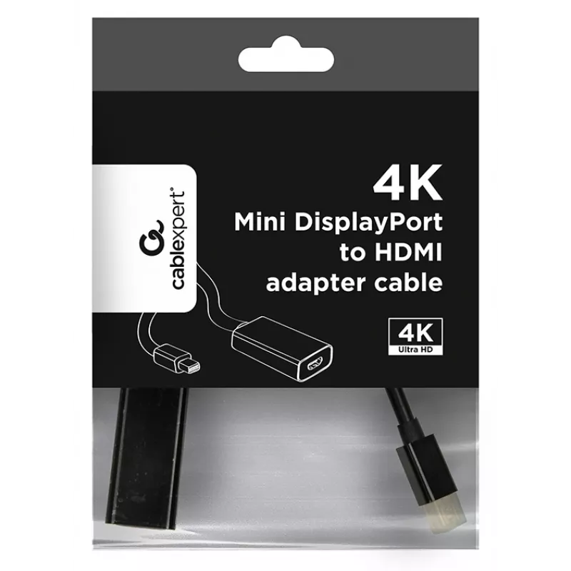 Mini DisplayPort naar HDMI-kabel Gembird A-MDPM-HDMIF4K-01 0,15 m, 4K, zwart