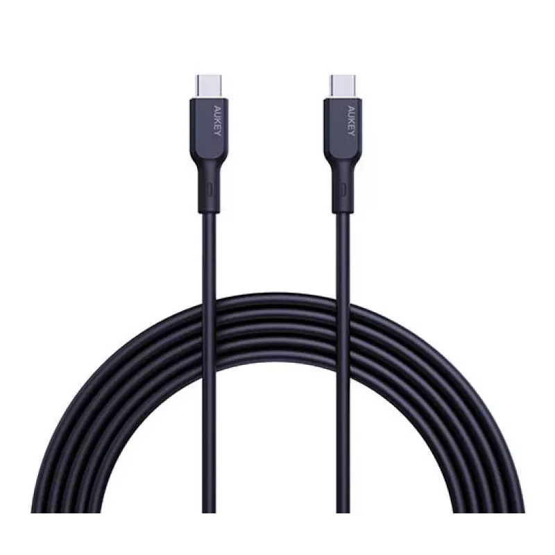 AUKEY USB-oplaadkabel - 1x USB Type-C naar 1x USB Type-C - PD 100W 5A - 1m zwart (siliconen)
