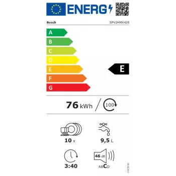 Inbouwvaatwasser Bosch Serie 2 SPV2HMX42E 45 cm smal, 10 couverts, 46 dB, energie-efficiëntieklasse E