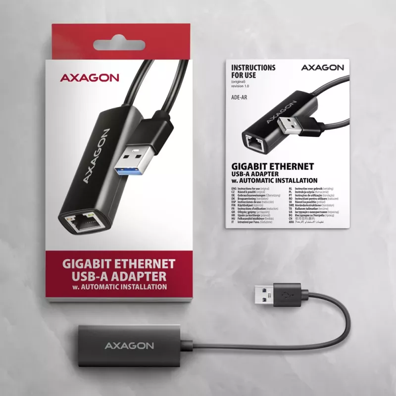 Axagon ADE-AR USB-A 3.2 Gen 1 - Gigabit Ethernet-adapter, Realtek 8153